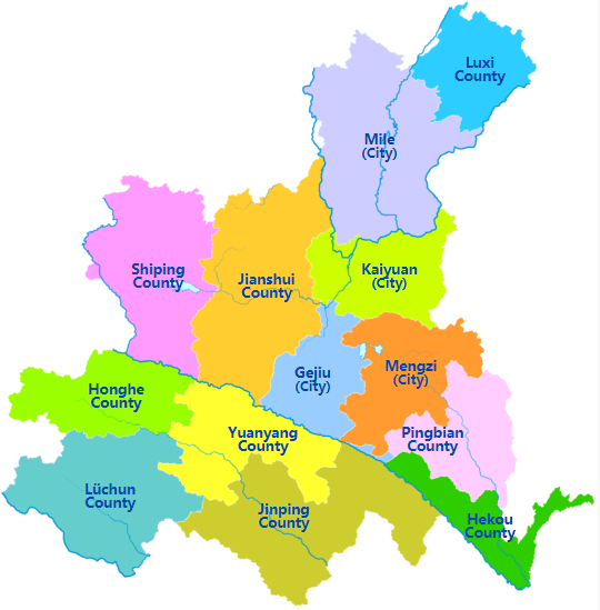 Honghe Administrative Divisions