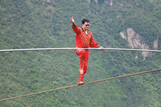 Adil Hoshur’s Tightrope Show in Cangyuan County, Lincang