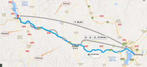 The tour route from Kunming to Dali