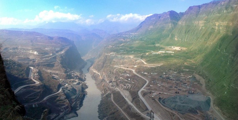 Xiluodu Hydropower Plant and Xiluodu Dam in Yongshan County, Zhaotong