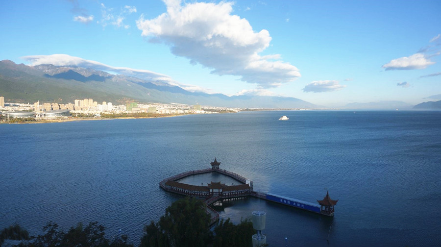 Haixin Pavillion of Erhai Lake in Dali City