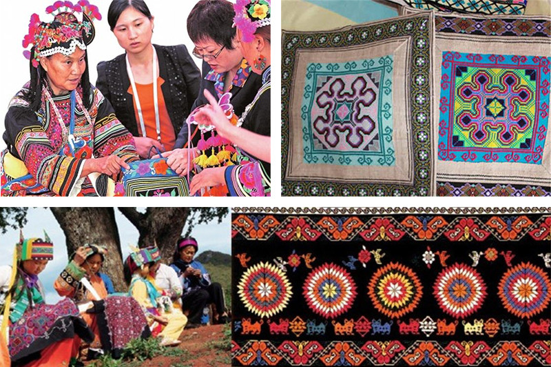Embroidery of Azhuodi Yi Ethnic Minority (Sani People) in Shilin County, Kunming